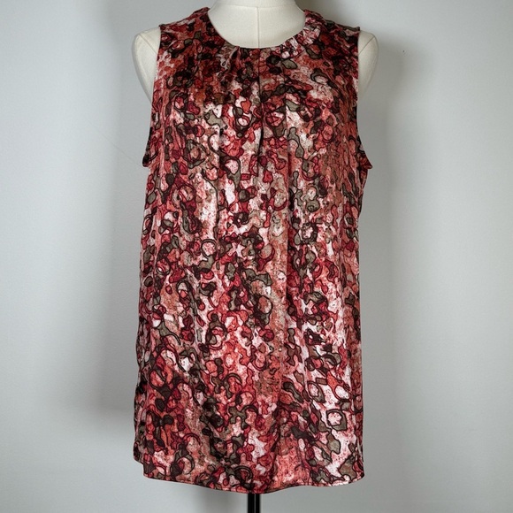 Anne Klein Sleeveless Pink And Brown Abstract Print Blouse Women’s Size Large - Picture 1 of 8